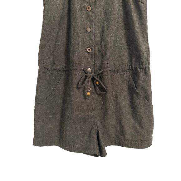 Nine Bird Women's S Boho Beach Braided Racerback Linen Cotton Comfy Romper Gray - Picture 4 of 9